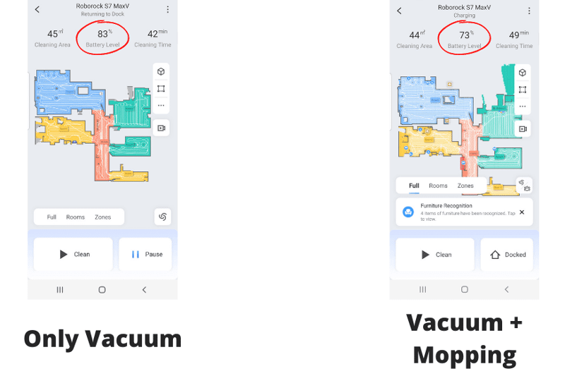 Расход заряда аккумулятора Roborock S7 MaxV Ultra